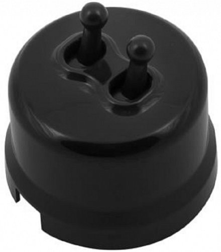 Выключатель-ретро пластик тумблерный Bironi Лизетта 2-кл. черный фото Выключатель-ретро пластик тумблерный Bironi Лизетта 2-кл. черный картинка